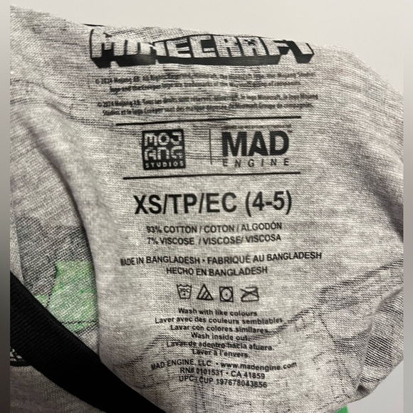 NWT Cotton Minecraft Kid Toddler XS (4-5) short sleeve t-shirt - Picture 4 of 5